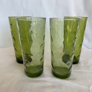 Vintage Hazel Atlas Cooler Tumbler "Eldorado Avocado" Green 12 oz Set of 4